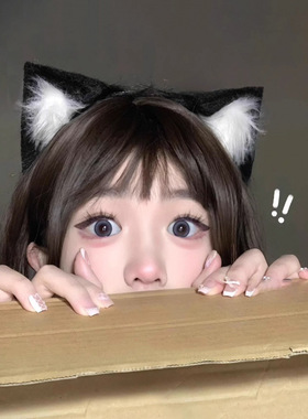 小猫探头猫耳发箍猫咪cos耳朵毛绒发饰可爱发卡lolitaKC头箍发饰