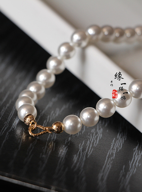 新款仿珍珠项链汉服配饰明制古典项链大方8mm颈链小众47cm