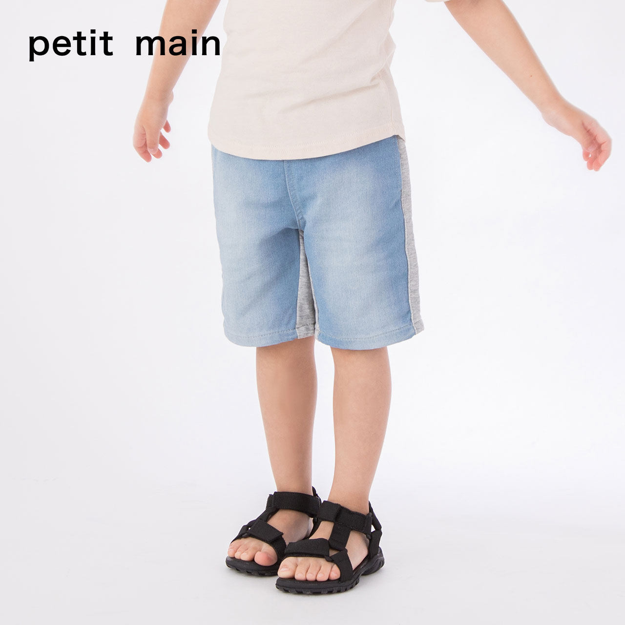 petit main 中小童拼接牛仔裤五分裤 双重优惠折后￥39包邮 80-130码可选