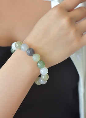 和田玉青海料手链A货单圈手串