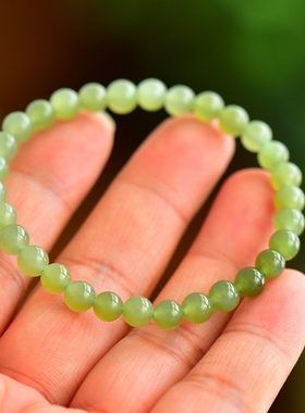 天然和田玉晴水绿串珠手链