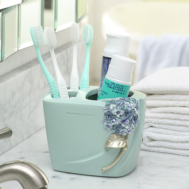 美式卫浴五件套装饰树脂洗漱杯漱口杯浴室收纳牙刷架结婚托盘北欧 - 图1