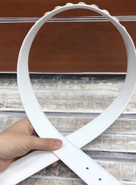 新款泰国鳄鱼背骨白色3.8皮带男士休闲真鳄骨皮不接腰带平滑商务
