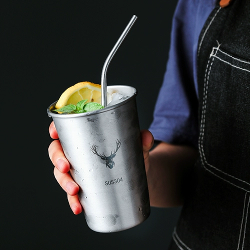 Бокал из нержавеющей стали для домашнего использования со стаканом, чай с молоком, свежий стакан, защита при падении, простой и элегантный дизайн