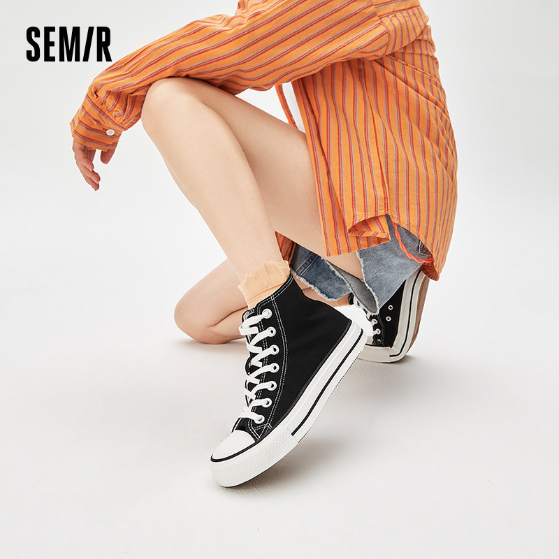 semir帆布鞋情侣2021春夏新款男鞋 森马outlets店帆布鞋