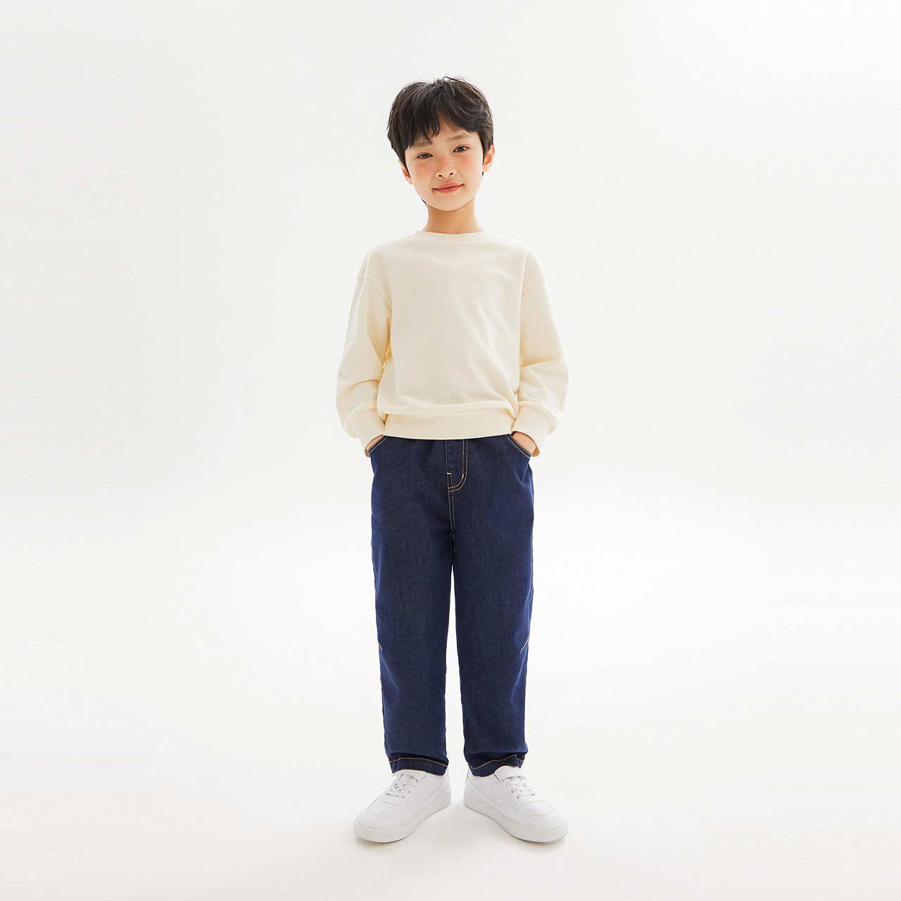 森马儿童牛仔裤宽松萝卜裤秋季男童长裤松紧腰童装裤子经典百搭潮