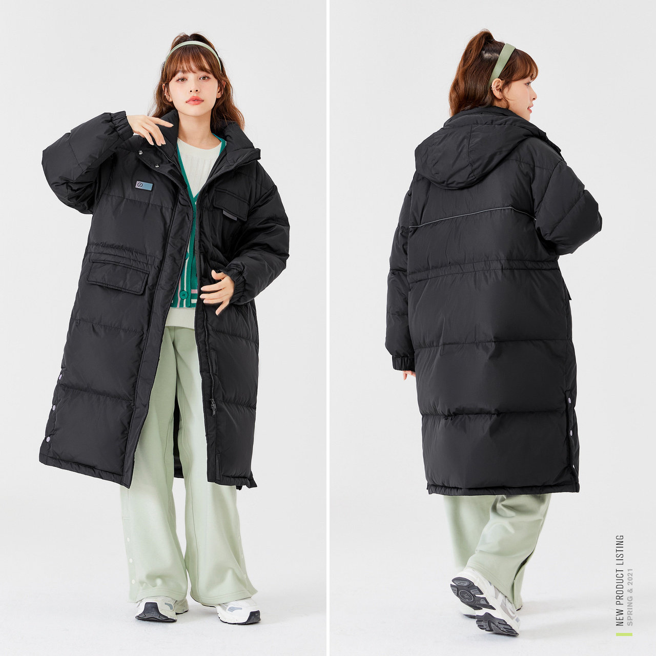 森马长款黑色厚派克服2021羽绒服 森马outlets店羽绒服