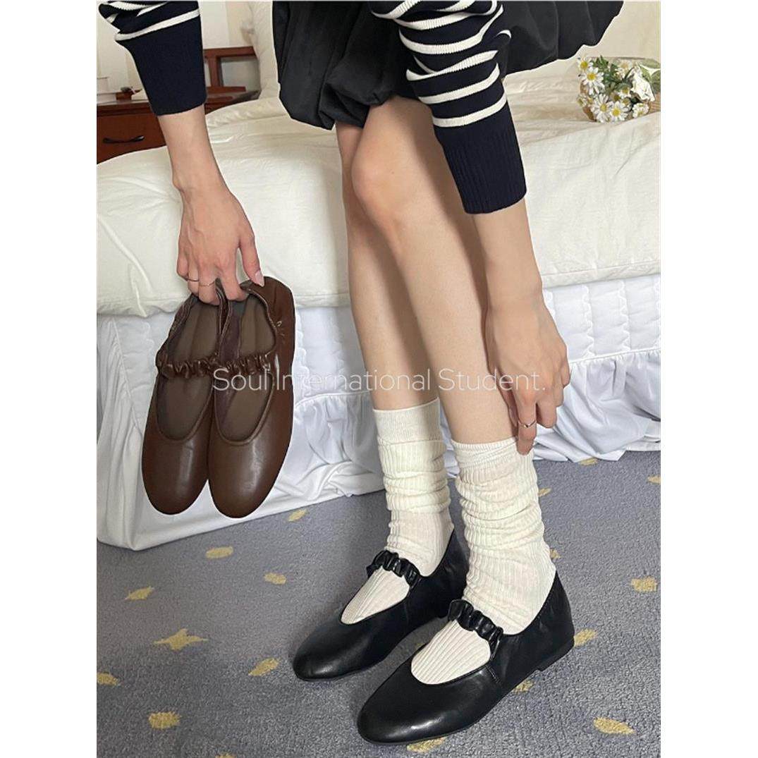 复古芭蕾玛丽珍鞋女灰姑娘平底褶皱一字松紧带单鞋舒适奶奶鞋,淘宝优惠券,粉丝福利购,淘宝优惠卷