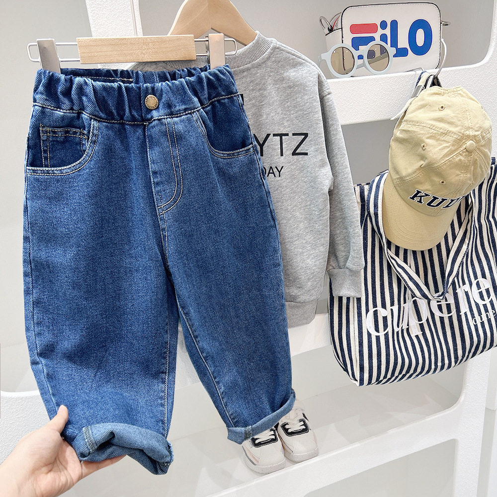 男童牛仔裤春秋春装新款中大童休闲弹力直筒儿童帅气男孩长裤,淘宝优惠券,粉丝福利购,淘宝优惠卷