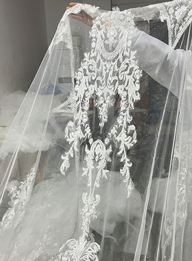 头纱新娘主婚纱高级感头饰复古花朵长款大拖尾结婚婚礼超仙盖头女