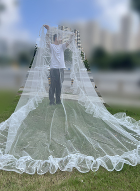 头纱新娘主婚纱飞边超仙