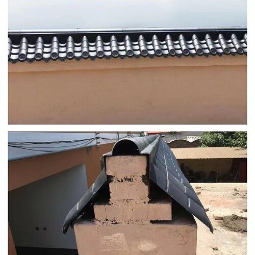 仿古双面一体树脂围墙瓦院墙压顶瓦墙头帽装饰塑料小青瓦厂家直销 - 图3