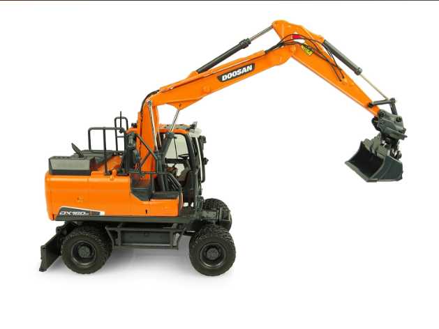 UH8134 1:50 DOOSAN DX160W 斗山轮式挖掘机铲车合金工程车模型 - 图1