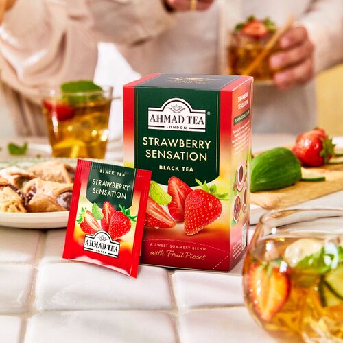 AHMAD TEA亚曼草莓味红茶20个独立包装进口袋泡茶包 - 图0