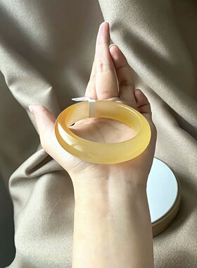 高品质正品云南天然黄龙玉手镯冰种黄翡玉手镯新中式半山半水玉镯