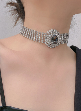 金属镶钻女闪钻水晶锁骨链项链