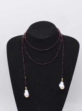 复古个性小众设计异形巴洛克珍珠长款项链水晶系绳轻奢潮流锁骨链