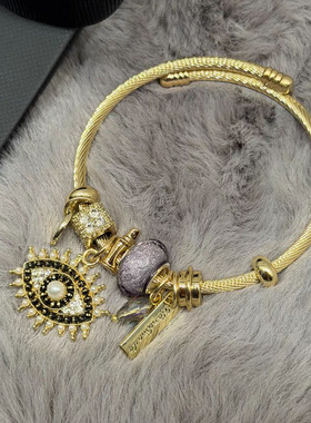 欧美风vintage恶魔之眼金色手镯