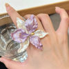 Light luxury retro purple and white contrasting iris ring for women