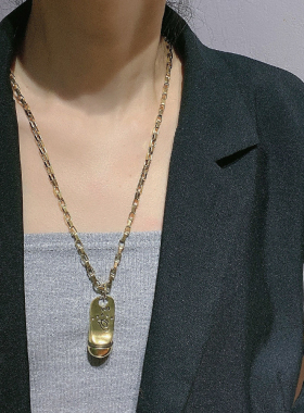 欧美复古嘻哈潮金属金色毛衣链