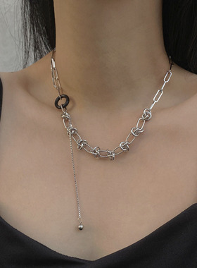 金属拼接女打结荆棘项链