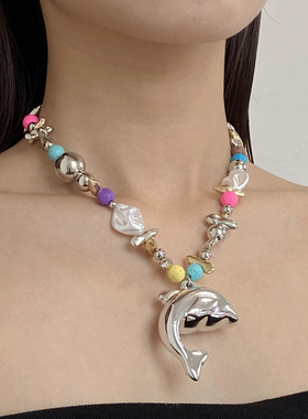 多巴胺甜酷风彩色不规则碎石颈链