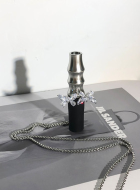 水晶蝴蝶结阿尔法赫烟嘴吊坠项链