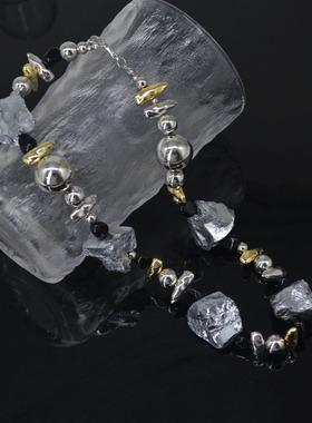 朋克天然石串珠不规则异形项链