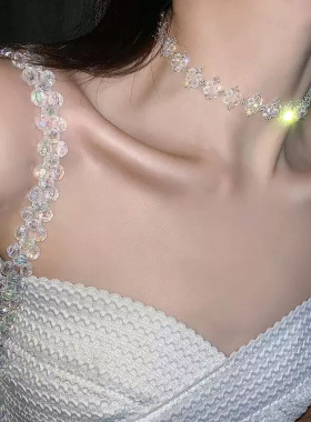 轻奢气质水晶编织锁骨链项链女款