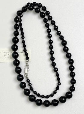 大小串珠水晶黑玛瑙叠戴长项链