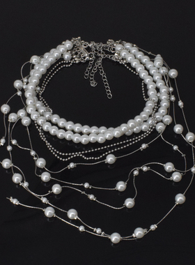 珍珠圆珠女式叠戴项链