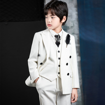 Childrens suit boy suit handsome Inlan wind flower boy gown host piano to serve a little western suit white