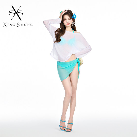 纯色分体泳衣女性感比基尼欧美绝美沙滩度假风小胸聚拢bikini高级