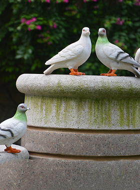 庭院仿真鸽子摆件房顶树脂花园白鸽模型工艺品屋顶装饰和平鸽雕塑