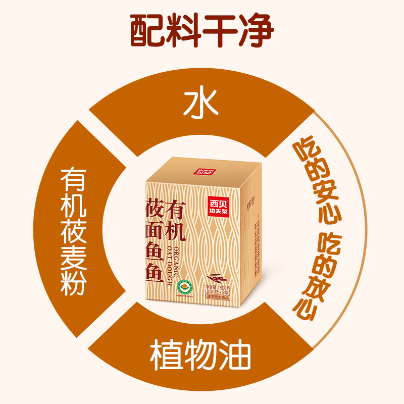 【不带汤】西贝莜面村有机莜面鱼鱼600g/盒 粗粮主食燕麦面半成品 - 图2