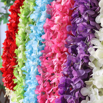 Simulated wisteria flower bean flower string long wedding decoration rattan indoor ceiling vine flower violet flower vine ດອກໄມ້ທຽມ