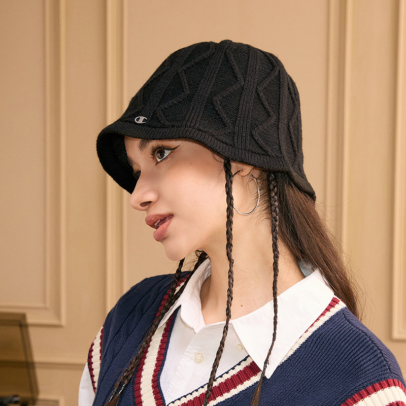 Champion冠军渔夫帽女2024冬季新款裙摆帽针织盆帽保暖挡风潮牌男,淘宝优惠券,粉丝福利购,淘宝优惠卷