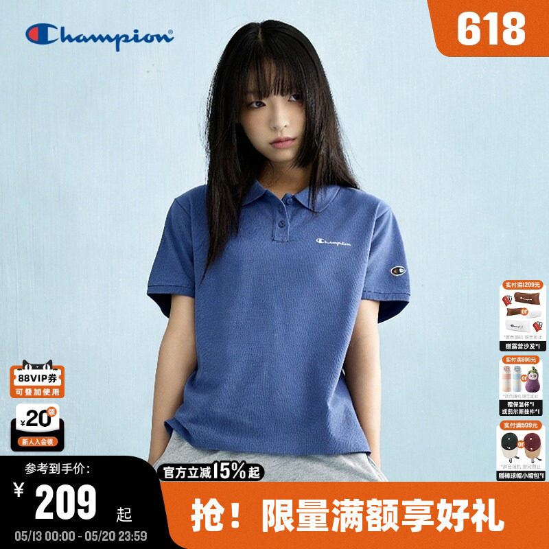 Champion冠军短袖POLO衫女2026夏季新款翻领T恤老钱风轻商务休闲