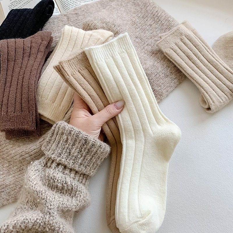 秋冬女用纯色羊毛袜加厚保暖时尚日式条纹羊绒长筒袜。,淘宝优惠券,粉丝福利购,淘宝优惠卷