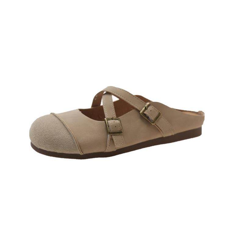 2024年春夏季包头一字扣带交叉款圆头拖鞋舒适百搭简约时尚拖鞋,淘宝优惠券,粉丝福利购,淘宝优惠卷