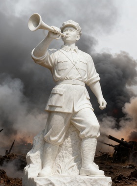 汉白玉抗战军人雕塑定制厂家