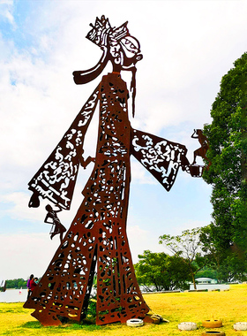 不锈钢铁艺剪影人物创意雕塑