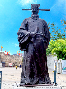 玻璃钢铸铜南宋诗人刘彝雕像