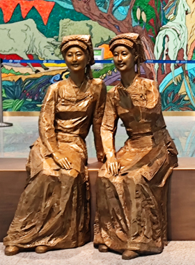 玻璃钢铸铜少数民族少女人物雕塑