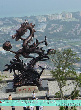 玻璃钢大型仿真卧龙动物广场铜雕