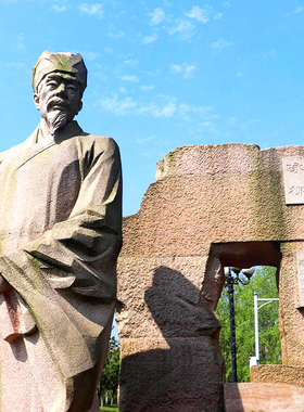 铸铜石材古代诗人咏柳校园景观