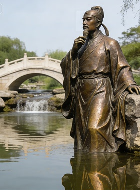 铸铜人物雕塑定制古代历史名人诗人雕像学校景区公园景观小品厂家