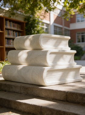 汉白玉校园书本雕塑定制加工