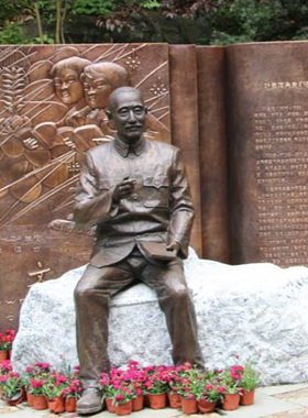 铸铜玻璃钢叶圣陶名人故居摆件