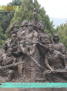 玻璃钢定制抗战革命风八路军仿铜
